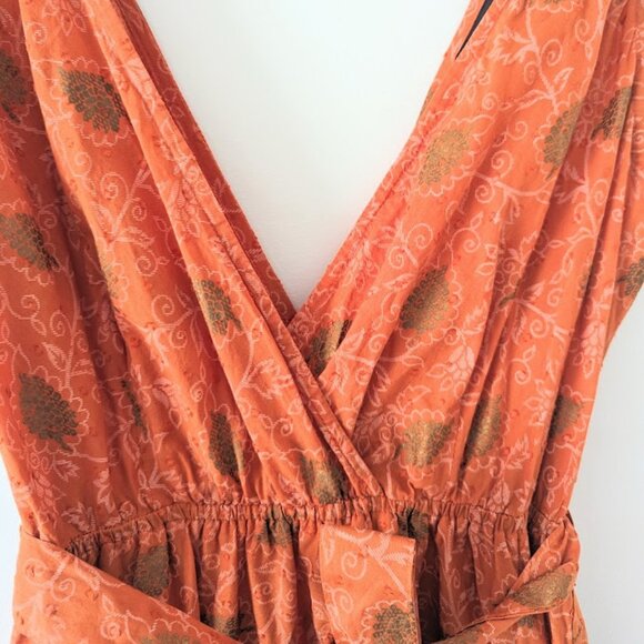 Backwoods 100% Cotton V-Neck Sleevless Tie Waist Cotton Sun Dress - Picture 5 of 15